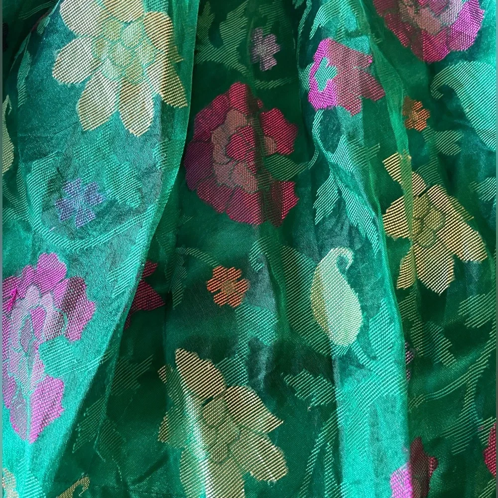 Girls Green Gold Lotus Fairy Princess Full Spin Skirt Costume Dance Tea Party